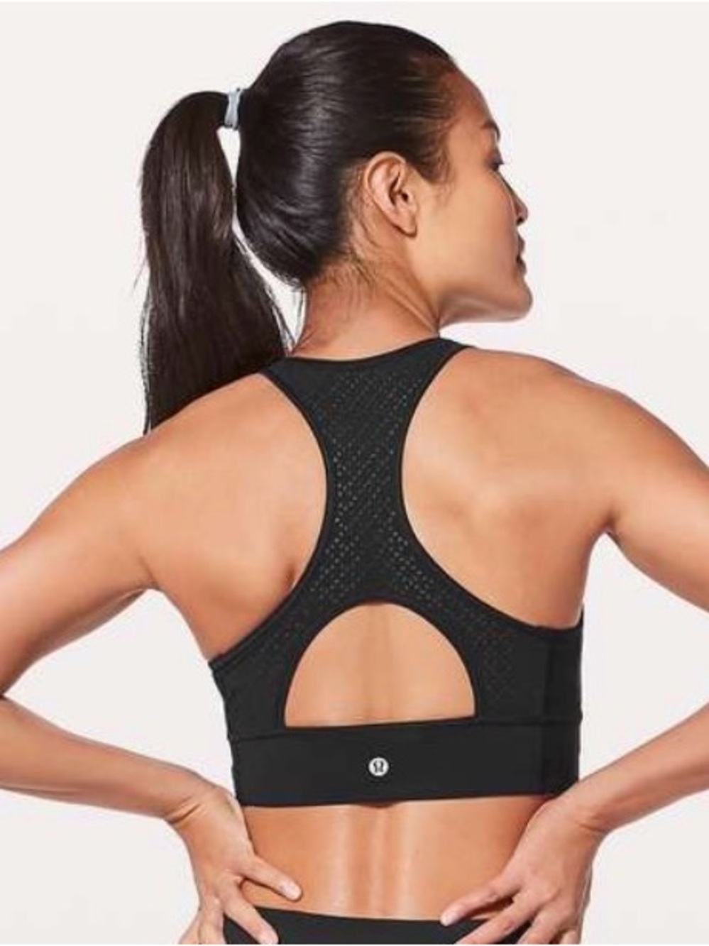 Lululemon Get Your Peek On Bra Black Laser Cut Longline Size 6? Sports Bra